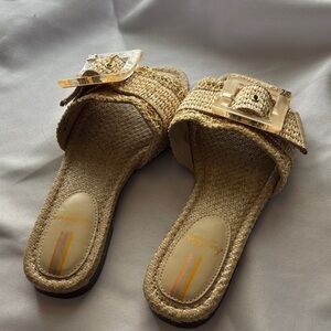 Sam Edelman Open Toe Tortoise Shell Buckle Bambi Buckle Slide Sandals 6M